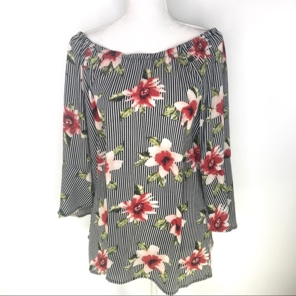 Faith & Joy Floral & Stripes Top